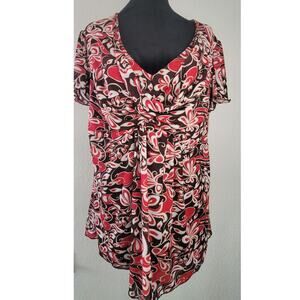 NWT Woman's plus size 18/20 brown, orange and white babydoll top from Venezia